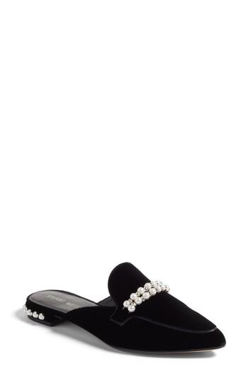Women's Stuart Weitzman Guamule Imitation Pearl Embellished Mule .5 M - Black