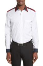 Men's Burberry Slim Fit Plaid Trim Sport Shirt, Size - White