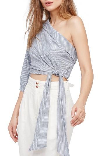 Women's Free People Get Down One Shoulder Top - Blue