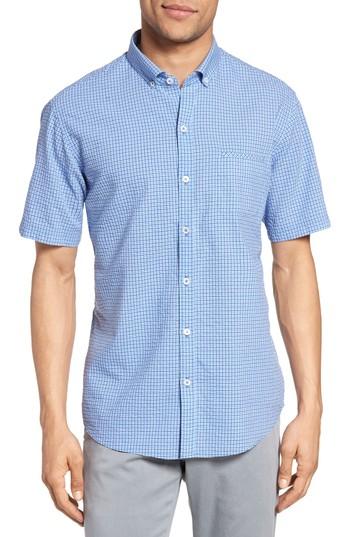 Men's Zachary Prell Billy Trim Fit Plaid Sport Shirt, Size - Blue