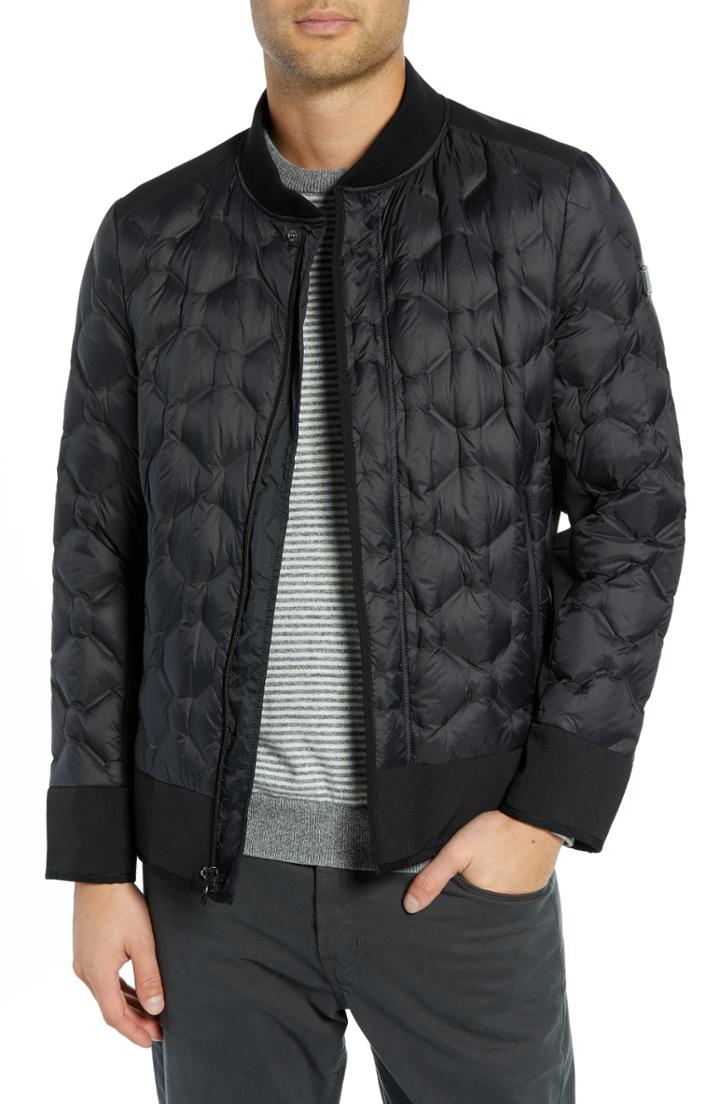 Men's Tumi Geo Quilt Down Jacket - Black