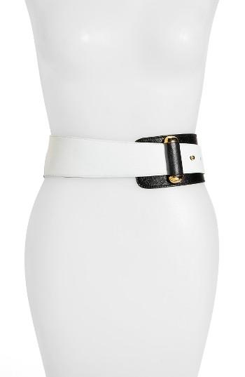 Women's Raina Vixen Leather Belt - Black/ White
