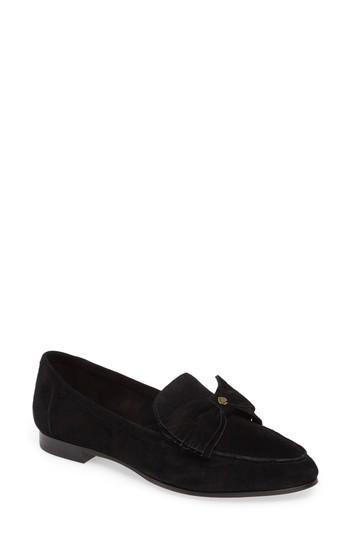 Women's Kate Spade New York Cathie Fringed Bow Loafer .5 M - Black