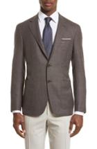 Men's Canali Kei Classic Fit Hopsack Wool Blazer L Eu - Brown