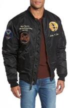 Men's Schott Nyc Highly Decorated Embroidered Flight Jacket - Black