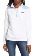 Women's Vineyard Vines Otomi Print Quarter Zip Pullover - White