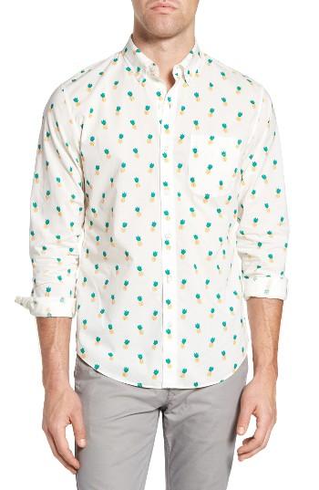 Men's Bonobos Slim Fit Print Sport Shirt, Size - White