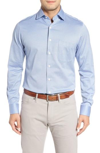 Men's Peter Millar Mesh Dot Classic Fit Sport Shirt - Blue