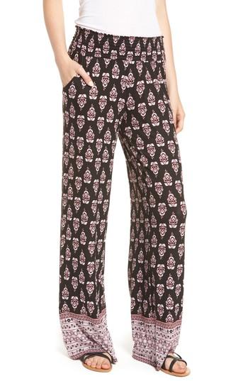 Women's Love, Fire Print Knit Palazzo Pants - Black