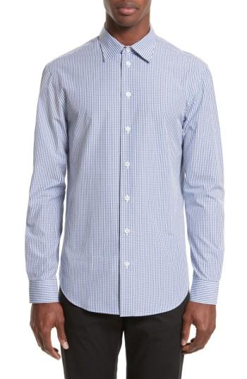 Men's Armani Collezioni Regular Check Sport Shirt - Blue