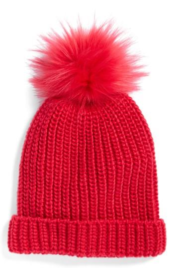 Women's Treasure & Bond Chunky Stitch Beanie With Pom - Red