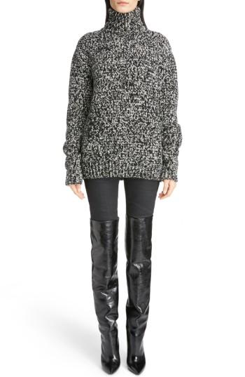 Women's Saint Laurent Melange Knit Wool Turtleneck Sweater