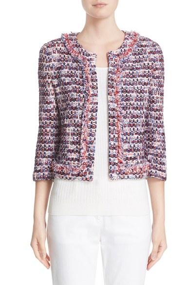 Women's St. John Collection Montserrat Tweed Fringe Jacket