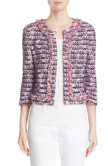Women's St. John Collection Montserrat Tweed Fringe Jacket