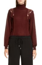 Women's Chloe Lace Inset Wool & Silk Sweater - Red