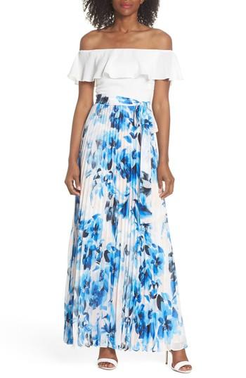 Women's Eliza J Ruffle Off The Shoulder Maxi Dress - Blue