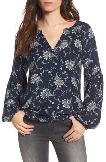 Women's Hinge Blouson Sleeve Top - Blue