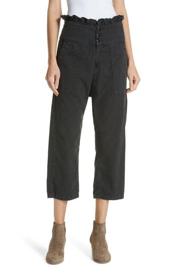 Women's The Great. Ruffle Armies High Rise Pants - Black