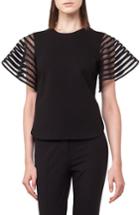 Women's Akris Punto Stripe Tulle Sleeve Top