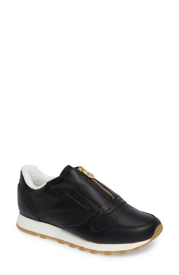 Women's Reebok Classic Leather Zip Sneaker .5 M - Black