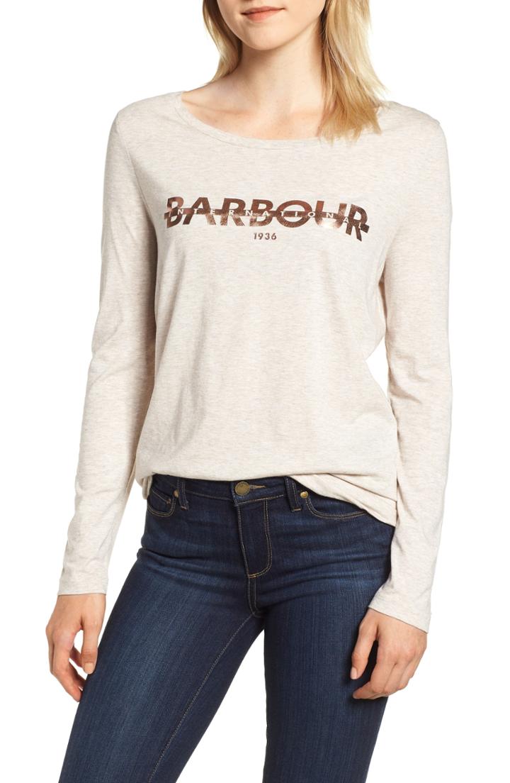 Women's Barbour International Grandstand Logo Graphic Tee Us / 10 Uk - Beige