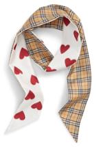 Women's Burberry Heart & Check Silk Skinny Scarf, Size - Brown