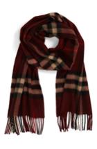 Men's Burberry Heritage Check Cashmere Scarf, Size - Red