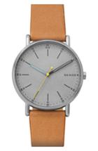 Men's Skagen Signatur Leather Strap Watch, 40mm