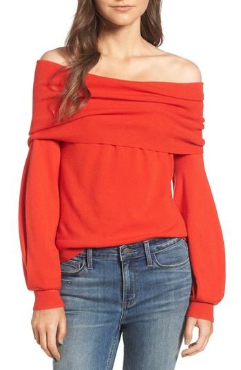 Women's Treasure & Bond X Something Navy Off The Shoulder Sweater - Red