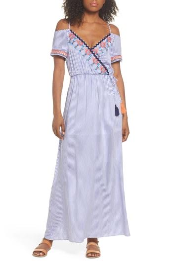 Women's Thml Stripe Cold Shoulder Maxi Dress - Blue