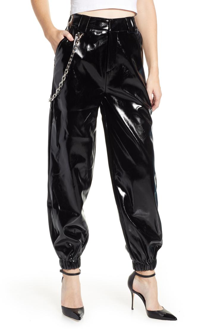 Women's I.am. Gia Cobain Coated Cargo Pants - Black