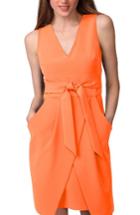 Women's Donna Morgan Tulip Hem Sleeveless Crepe Dress - Coral