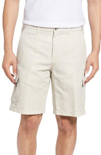 Men's Peter Millar Coastal Linen Blend Cargo Shorts - Beige