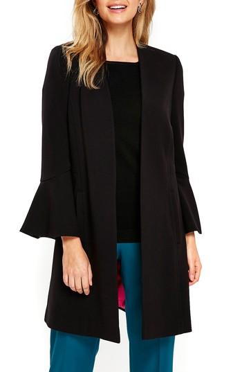 Women's Wallis Edge To Edge Flare Sleeve Coat - Black