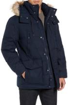 Men's Marc New York Tech Herringbone Down Parka With Genuine Coyote Fur Trim, Size - Blue