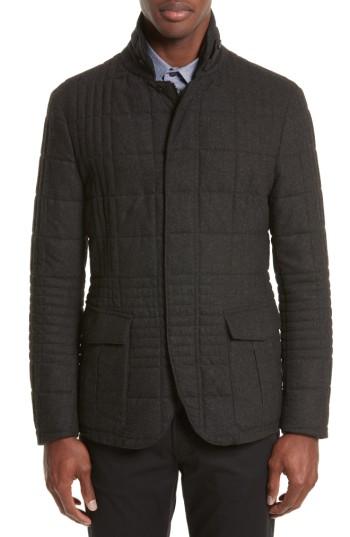 Men's Armani Collezioni Quilted Field Jacket Eu - Grey