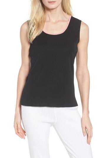 Women's Ming Wang Contrast Scoop Neck Knit Tank - Black