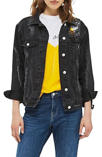 Women's Topshop Extreme Rip Denim Jacket