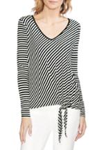 Women's Vince Camuto Stripe Tie Front Top, Size - Black