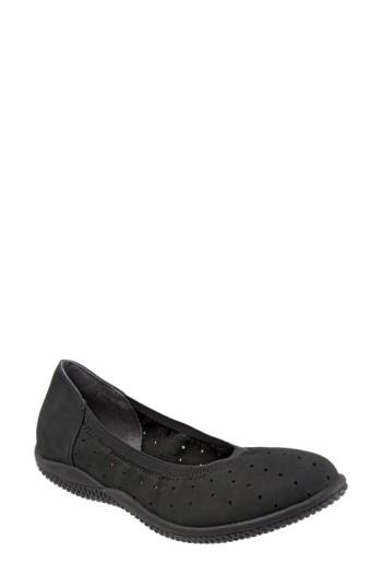 Women's Softwalk 'hampshire' Dot Perforated Ballet Flat Ww - Black
