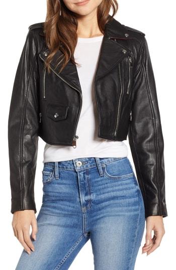 Women's Sam Edelman Crop Leather Moto Jacket