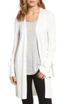 Women's Halogen Lightweight Tie Sleeve Cardigan, Size - Ivory