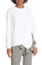 Women's Clu Ruffle Asymmetric Sweatshirt - White