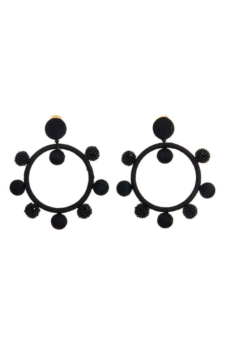 Women's Oscar De La Renta Silken And Beaded Ball Hoop Earrings