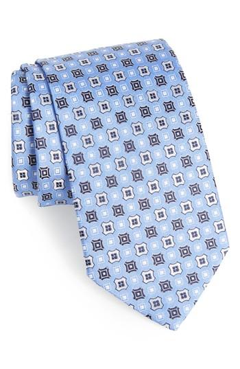Men's Eton Geometric Medallion Silk Tie, Size - Blue