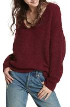 Women's Free People Lofty V-neck Sweater - Burgundy