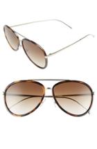 Women's Fendi 57mm Aviator Sunglasses - Havana/ Gold