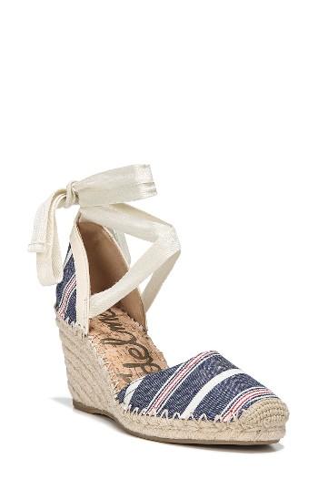 Women's Sam Edelman Patsy Wraparound Espadrille Wedge M - Ivory