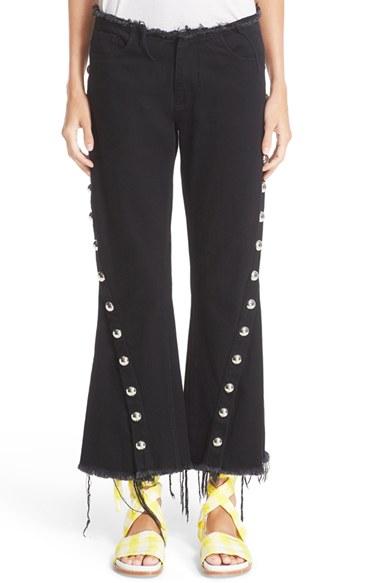 Women's Marques'almeida Diagonal Button Frayed Capri Jeans