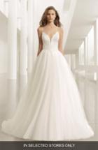 Women's Rosa Clara Couture Pravia Lace & Crepe Plunge Gown With Tulle Ball Skirt, Size In Store Only - Ivory